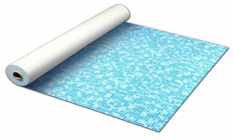 Exteriérový exkluzívny bazén na mieru, fóliový betónový z fólie BYSANCE BLUE ALKOR3000 na kľúč, farba fólie modro biela mramor