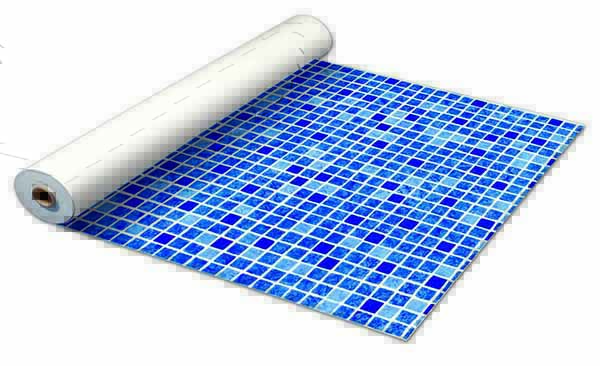 Luxusný vonkajší fóliový bazén na kľúč - betónové teleso, fólia PERSIA BLUE ALKORPLAN3000 RENOLIT, na mieru v prírodných farbách, farba fólie modrá mozaika