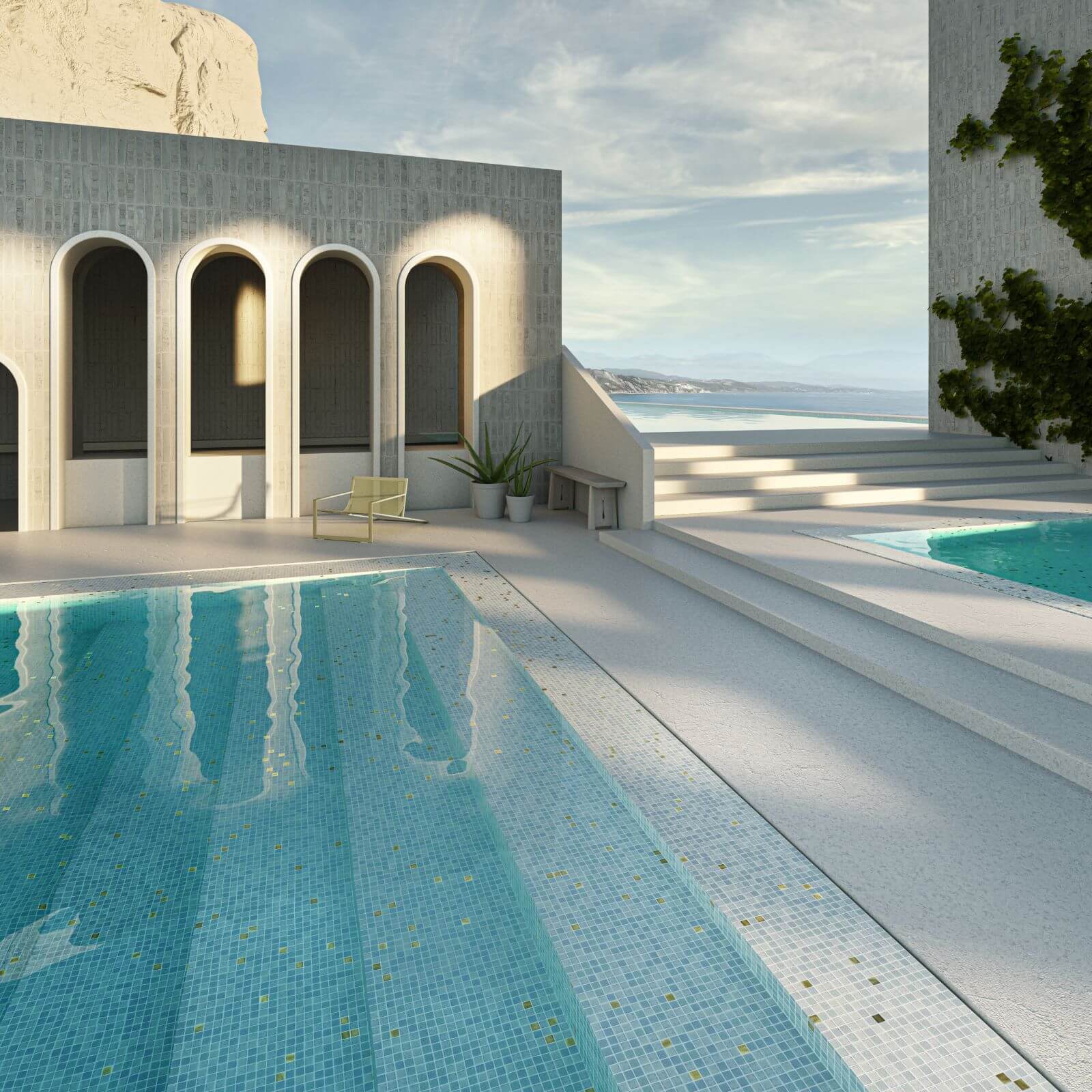 Obkladaný mozaikový bazén Ezarri MOSAIC WHITE