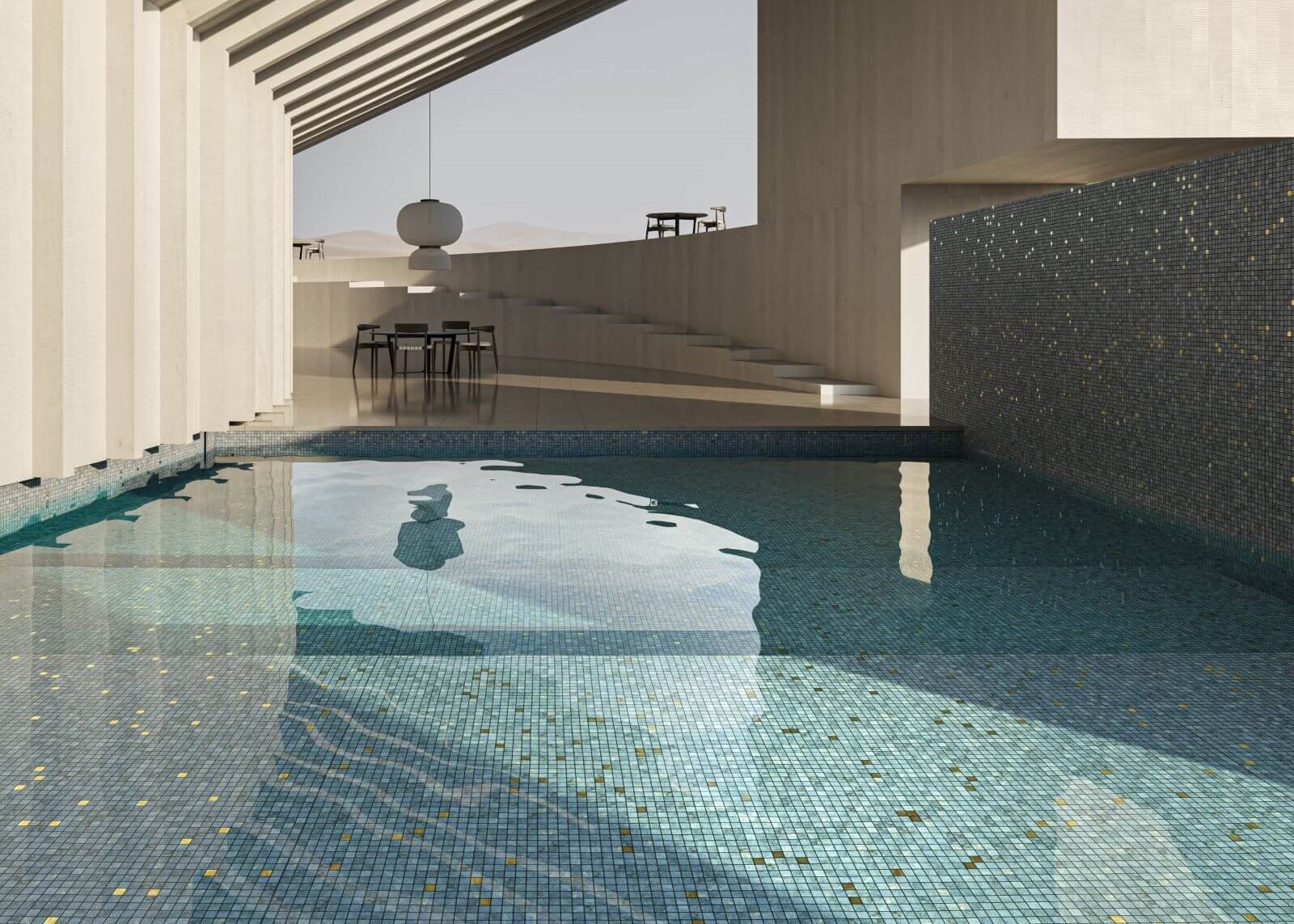 Obkladaný mozaikový bazén Ezarri MOSAIC GREY
